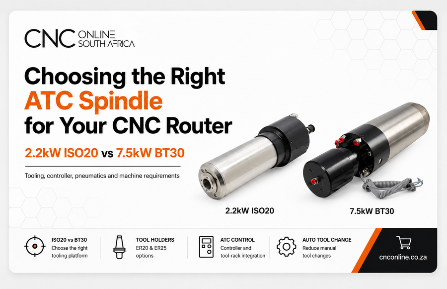 Choosing the correct ATC spindle for your CNC router – 2.2kW ISO20 vs 7.5kW BT30