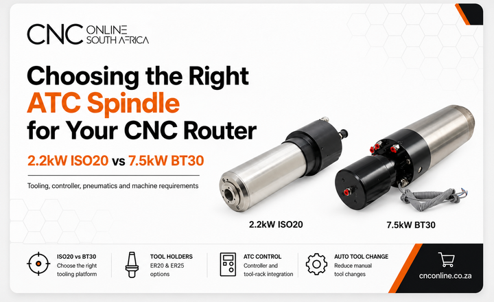 Choosing the correct ATC spindle for your CNC router – 2.2kW ISO20 vs 7.5kW BT30