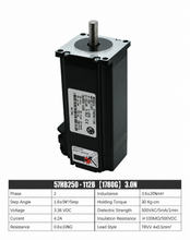 Load image into Gallery viewer, 57HB250-112B NEMA 23 closed-loop stepper motor with 3 Nm holding torque and specification table.