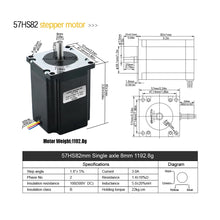 Load image into Gallery viewer, 2.2Nm Stepper motor with technical specifications and dimensions on a white background
