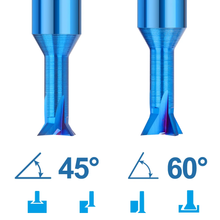 Load image into Gallery viewer, 45 degree and 60 degree dove tail bit for CNC router
