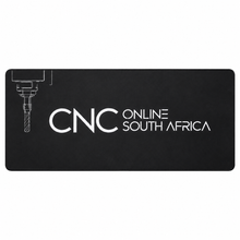 Load image into Gallery viewer, CNC Online South Africa black desk mat and mouse pad with white logo