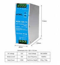 Load image into Gallery viewer, 12V DIN Rail Power Supply 120W
