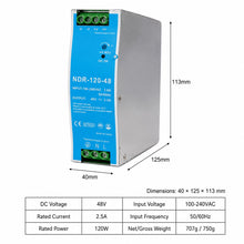 Load image into Gallery viewer, 48V DC DIN Rail Mount Power Supply