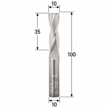 Load image into Gallery viewer, Klein Z2 two flute up cut router bit with 10 mm cutting diameter, 35 mm cutting length, 100 mm overall length and 10 mm shank.
