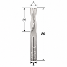 Load image into Gallery viewer, Klein Z2 two flute up cut router bit with 8 mm cutting diameter, 35 mm cutting length, 80 mm overall length and 8 mm shank.
