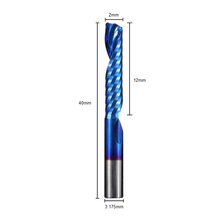 Load image into Gallery viewer, 3.175mm x 2mm x 12mm x 40mm single flute up cut end mill
