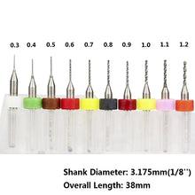 Load image into Gallery viewer, Mini PCB End Mill 0.3mm to 1.2mm fish tail sizes
